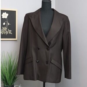 Michael Lo‎ Sordo Blazer Women 8 Brown Excellent Double Breasted Tailored Jacket